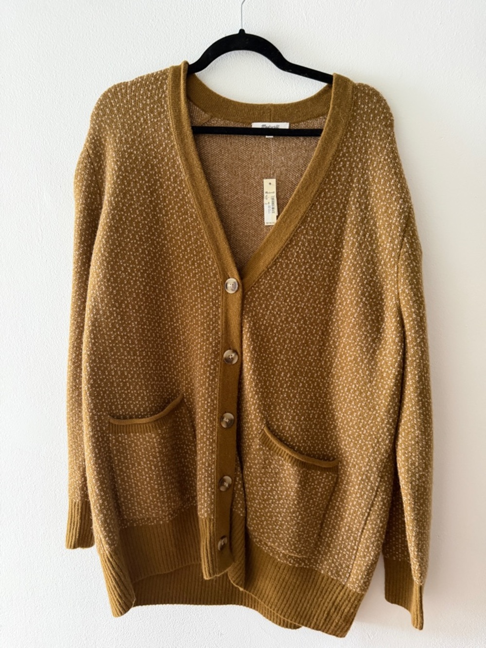 Madewell Mustard-Brown Knit Button-Front Cardigan